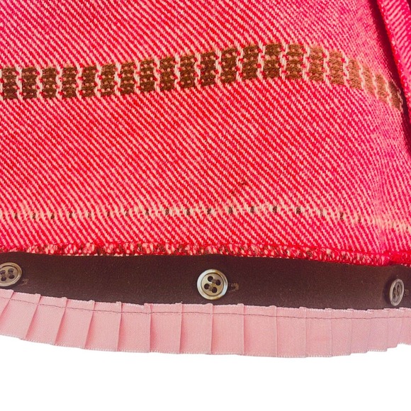 Trussardi Italian A-Line Wool Rust Red Black Skirt Pleated Hem Size 42, US Small - Picture 8 of 10